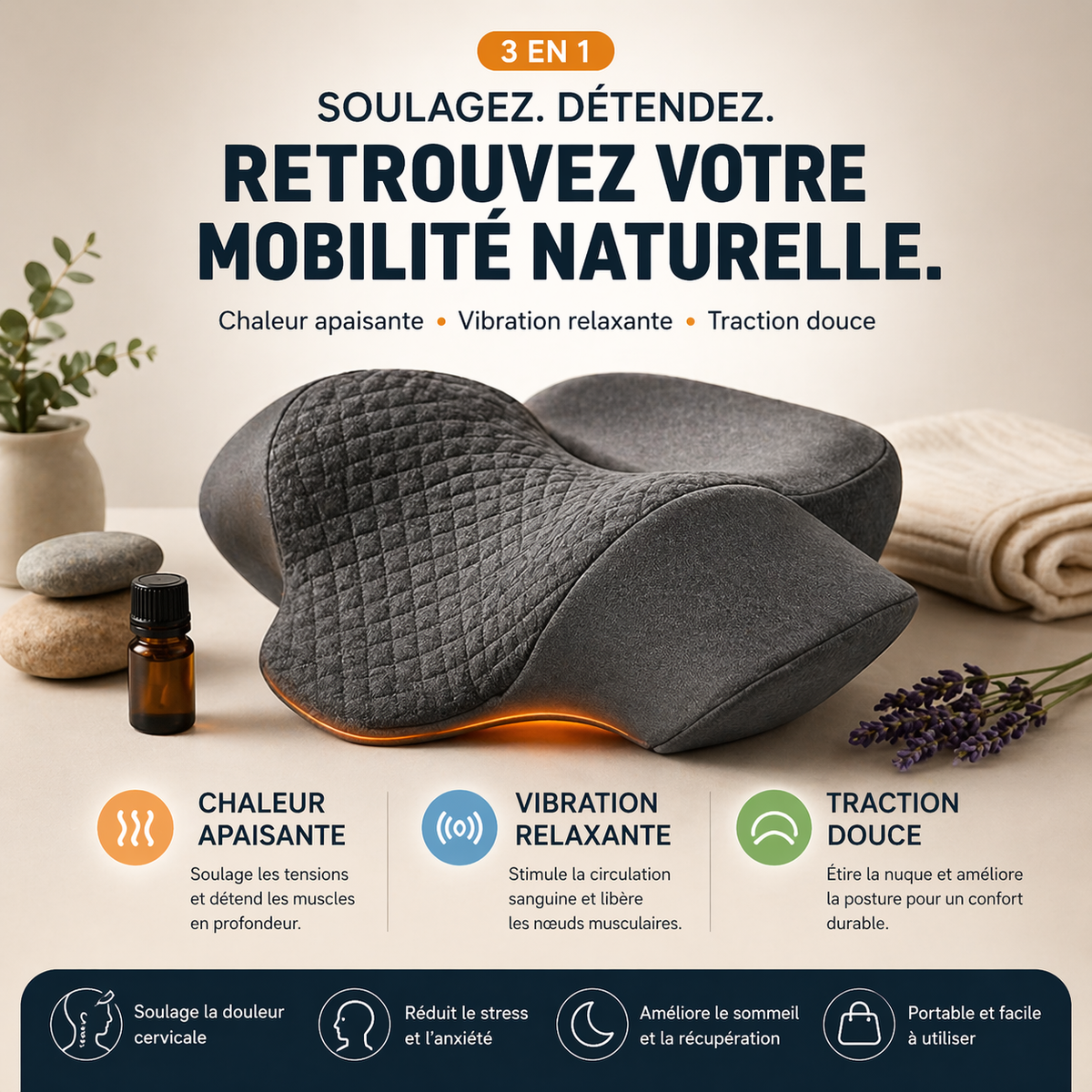 Coussin Cervical Nucalex 3 en 1